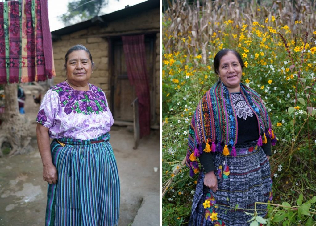 右：美琳曼迪詩為「小圈子」聚會採摘鮮花，送給參加者。左：依沙貝感恩「小圈子」令長期困擾她的頭痛消失了。圖片：James Rodríguez